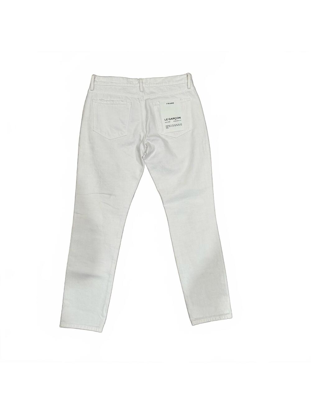 NWT Frame Le Garcon White Mid Rise Straight fit Ripped Denim Jeans- Size 27 - Picture 4 of 9